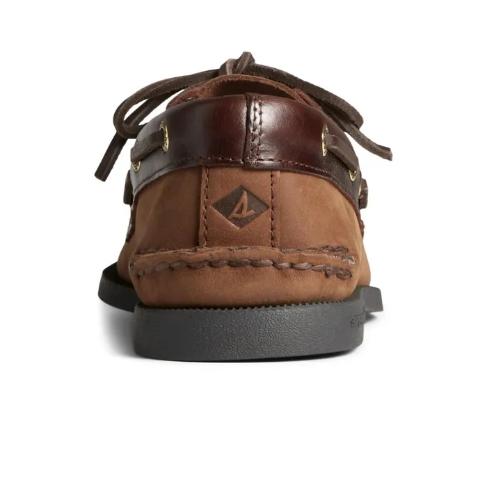 Sperry Authentic Original Boat Shoe Brown Leather Mixed Material Men Boat Shoes
