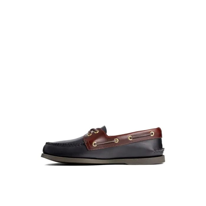 Sperry Authentic Original Leather Boat Shoe Black Leather Mixed Material Men Boat Shoes