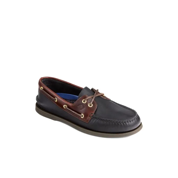 Sperry Authentic Original Leather Boat Shoe Black Leather Mixed Material Men Boat Shoes