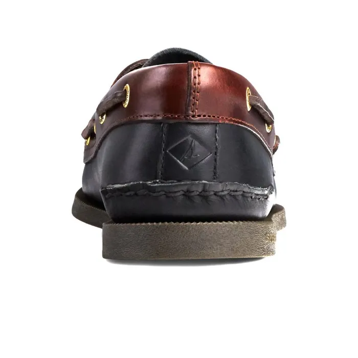 Sperry Authentic Original Leather Boat Shoe Black Leather Mixed Material Men Boat Shoes
