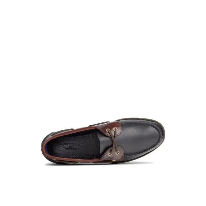 Sperry Authentic Original Leather Boat Shoe Black Leather Mixed Material Men Boat Shoes