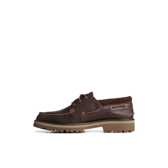 Sperry Authentic Original Unlined Lug 3Eye Boat Shoe Brown Men Boat Shoes