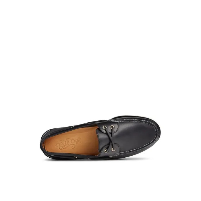 Sperry Gold Cup Authentic Original Orleans Boat Shoe Black Leather Mixed Material Men Boat Shoes