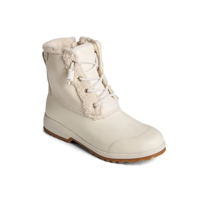 Sperry Maritime Repel Teddy Trim Snow Boot Bone Women Boots