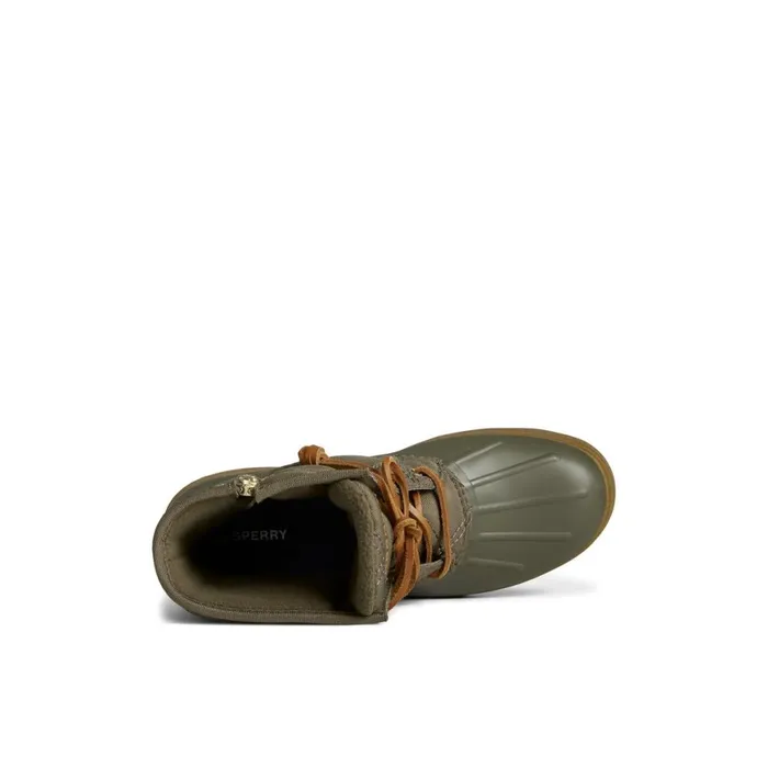 Sperry Saltwater 20 Textile Duck Boot Medium Green Women Boots