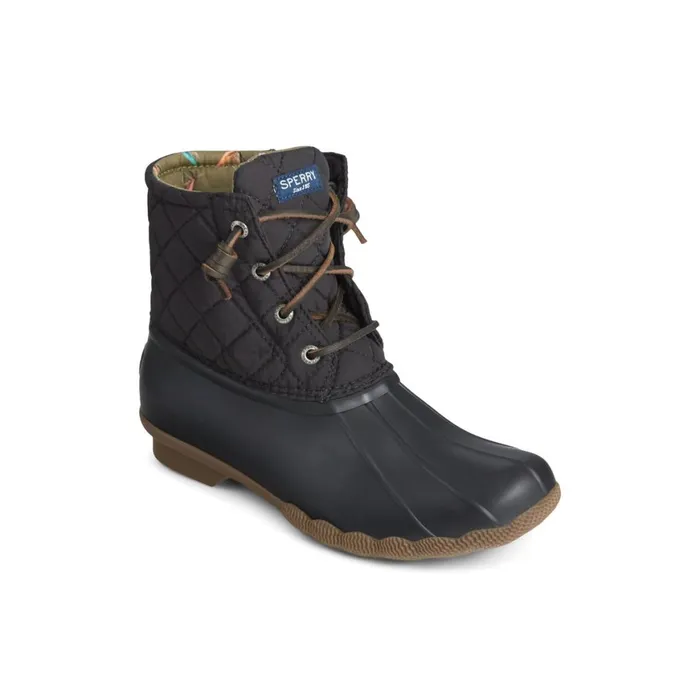 Sperry Saltwater Quilted Duck Boot Black Women Boots