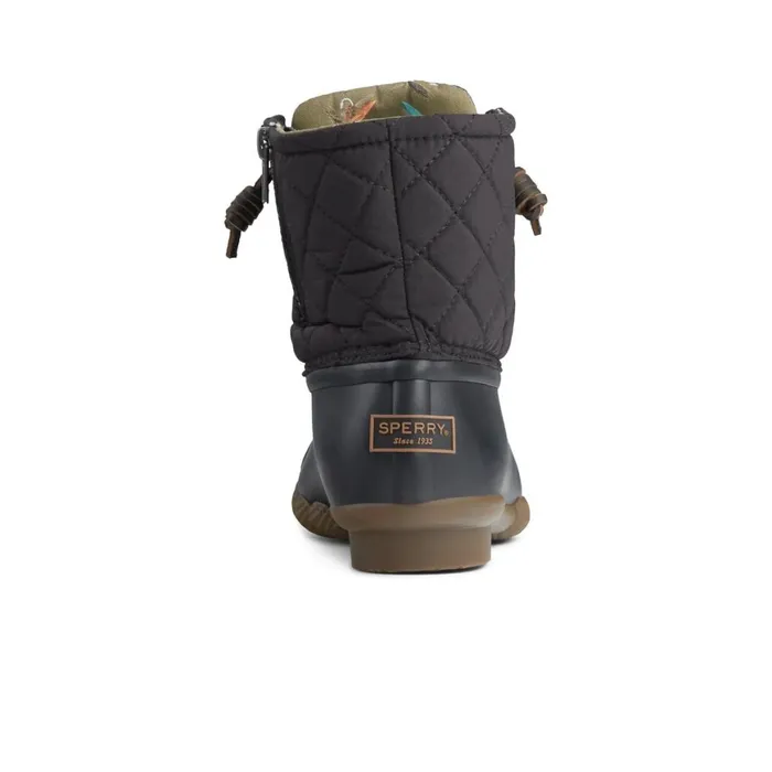 Sperry Saltwater Quilted Duck Boot Black Women Boots