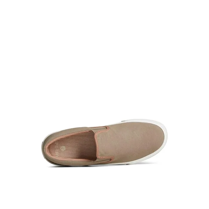 Sperry Striper II Linen Slip On Sneaker Medium Beige Men Sneakers