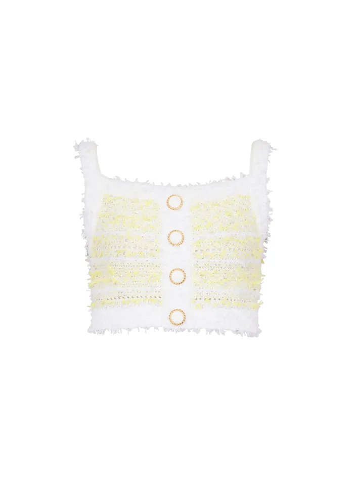 Strappy Tweed Top Yellow Women Balmain Tops And Shirts