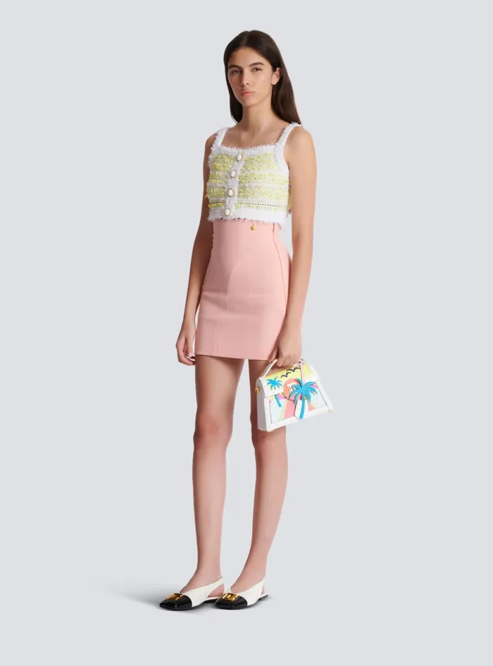 Strappy Tweed Top Yellow Women Balmain Tops And Shirts