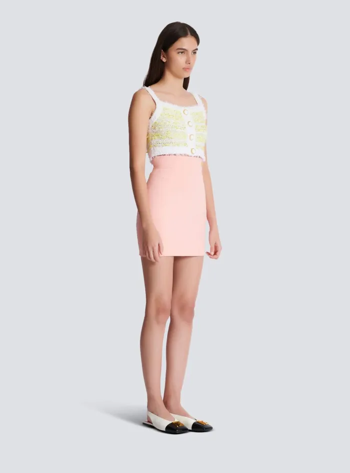 Strappy Tweed Top Yellow Women Balmain Tops And Shirts