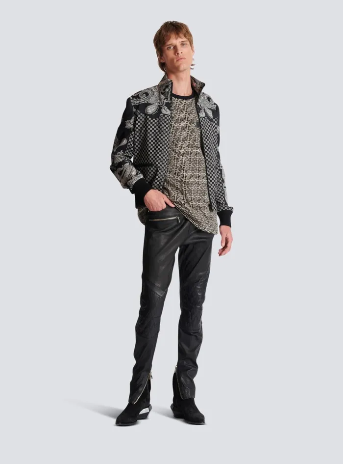 Stretch Leather Trousers Black Men Balmain Trousers And Shorts