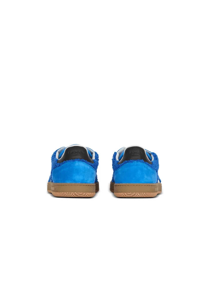 Suede And Boucleacute Swan Trainers Blue Men Balmain Sneakers