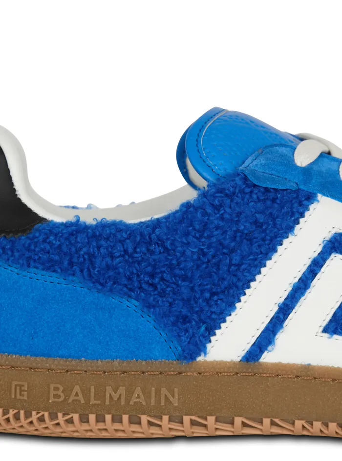 Suede And Boucleacute Swan Trainers Blue Men Balmain Sneakers