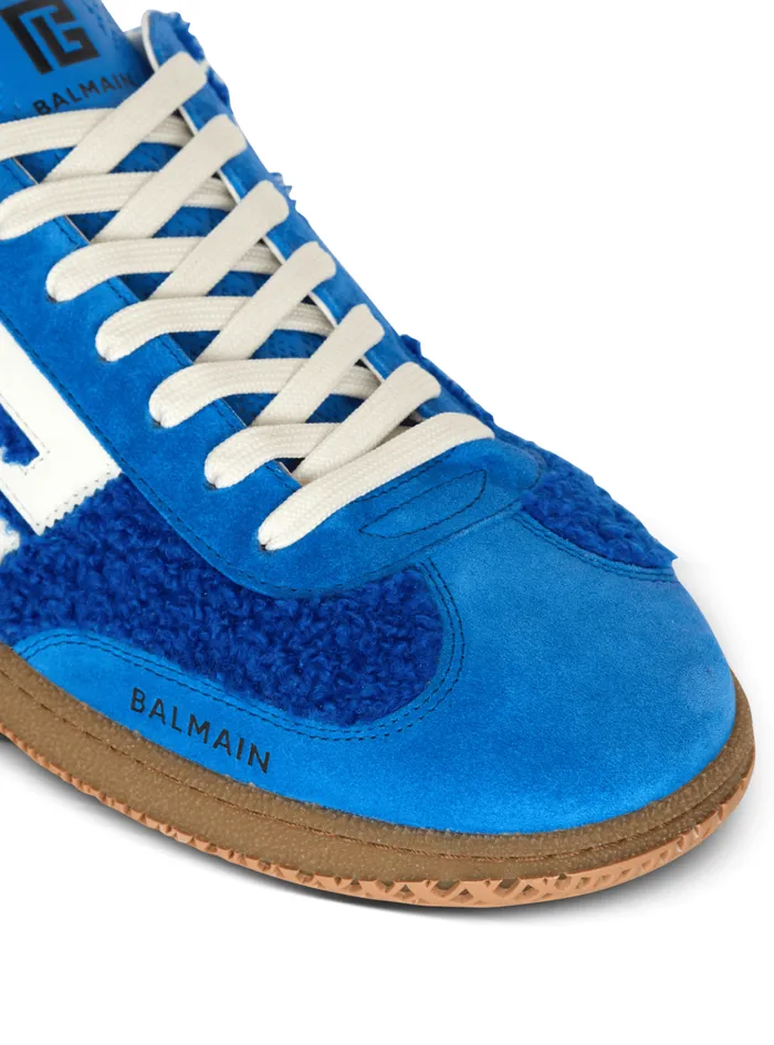 Suede And Boucleacute Swan Trainers Blue Men Balmain Sneakers