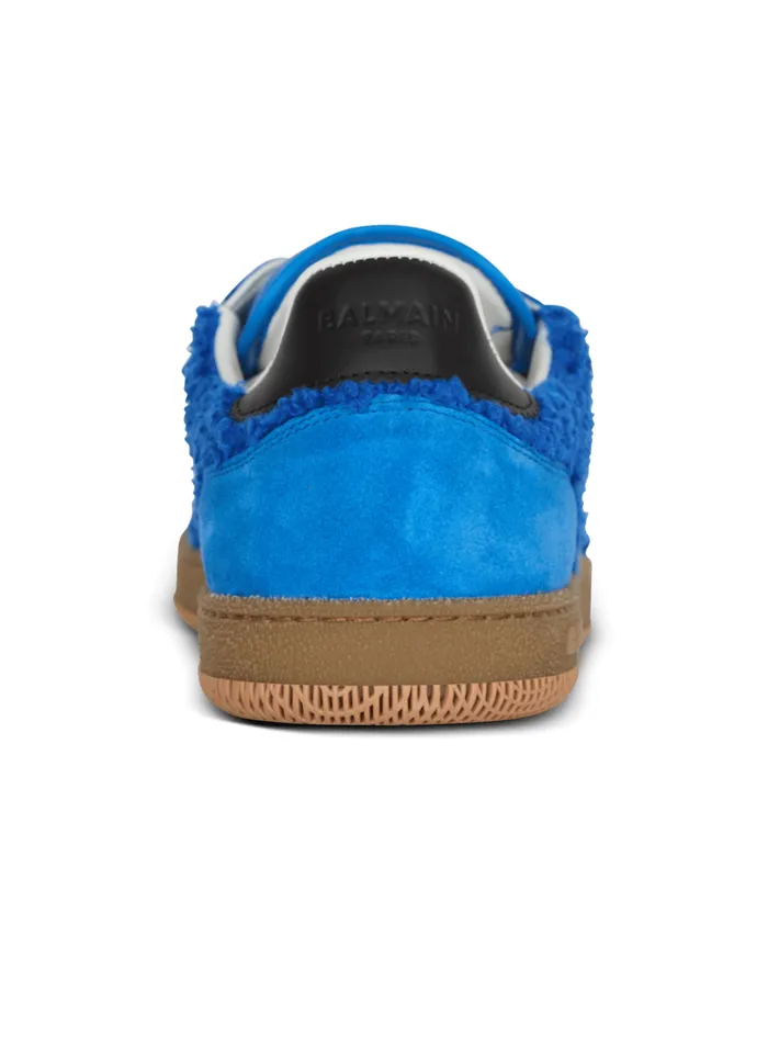 Suede And Boucleacute Swan Trainers Blue Men Balmain Sneakers