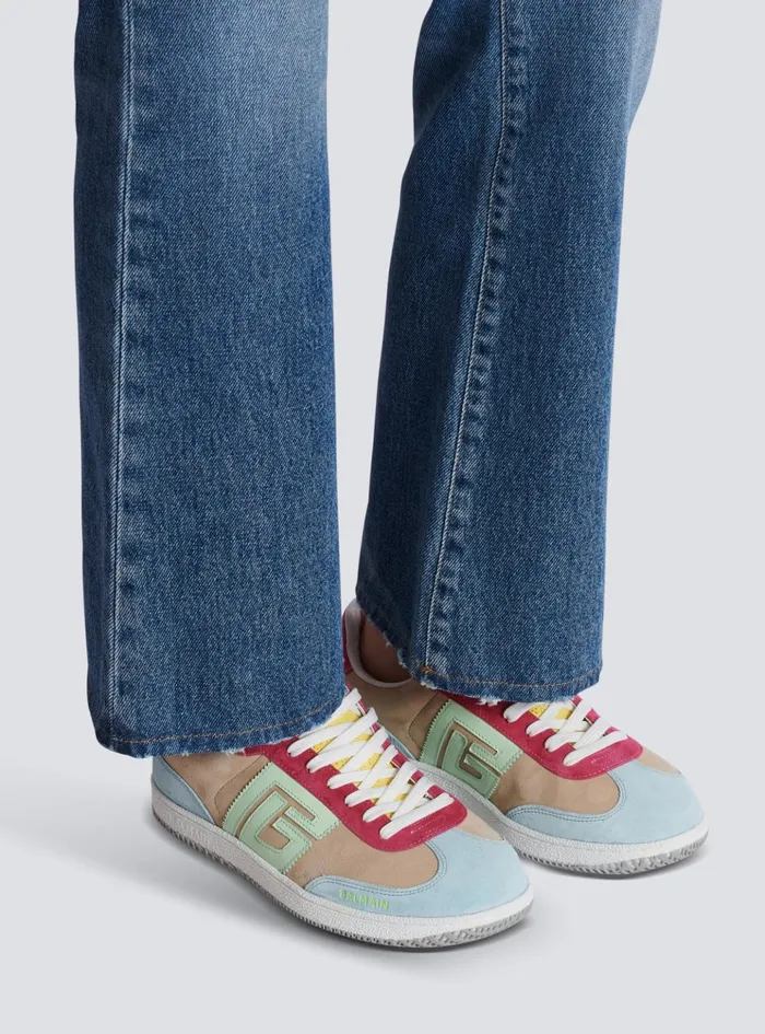 Swan Sneakers In Calfskin And Suede Multicolor Women Balmain Sneakers