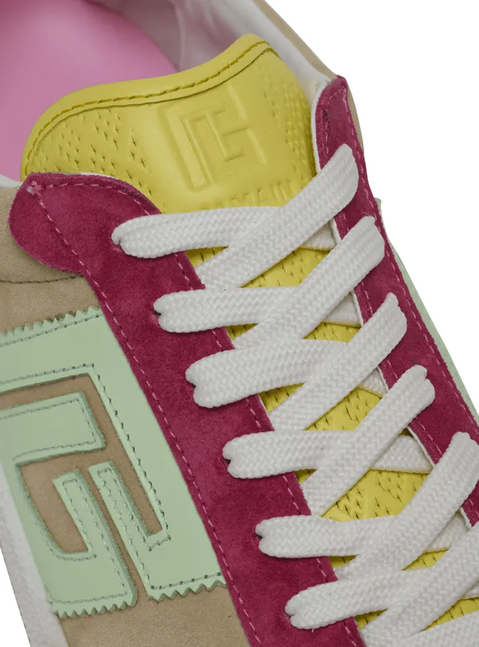 Swan Sneakers In Calfskin And Suede Multicolor Women Balmain Sneakers