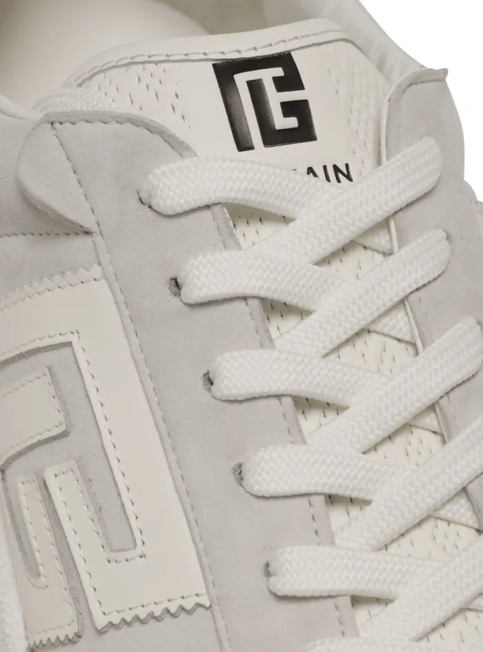 Swan Sneakers In Calfskin And Suede White Men Balmain Sneakers