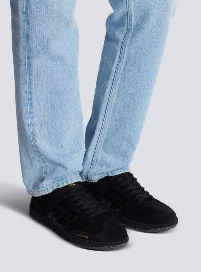 Swan Suede And Patent Leather Sneakers Black Men Balmain Sneakers