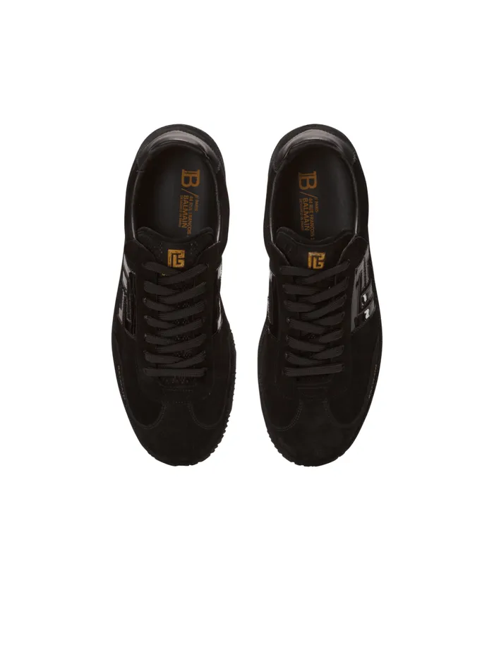 Swan Suede And Patent Leather Sneakers Black Men Balmain Sneakers