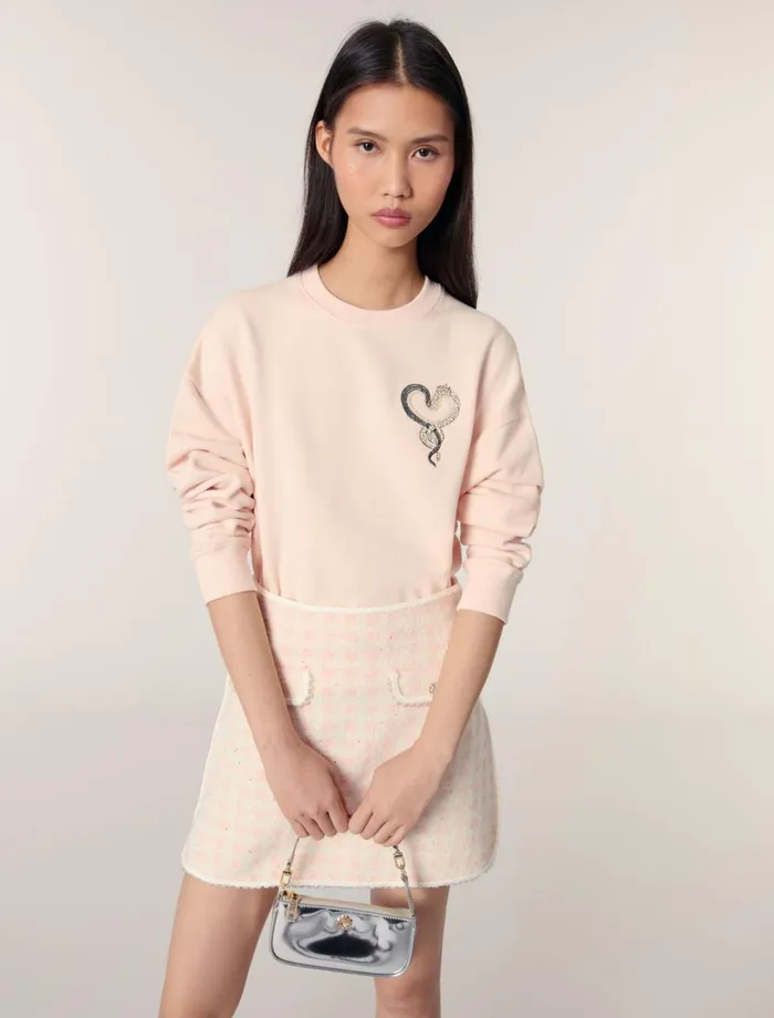 Sweaters and Cardigans Women Maje Embroidered Sweatshirt Pink