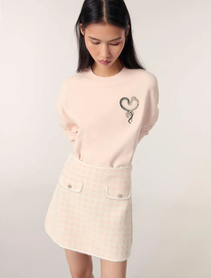 Sweaters and Cardigans Women Maje Embroidered Sweatshirt Pink