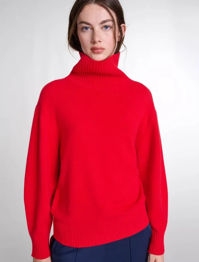 Sweaters and Cardigans Women Maje HighNeck Cashmere Jumper Red