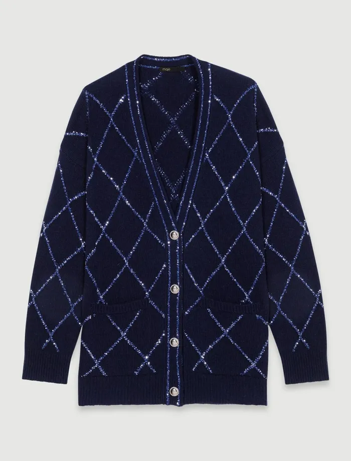 Sweaters and Cardigans Women Maje Longline Wool Cardigan Navy