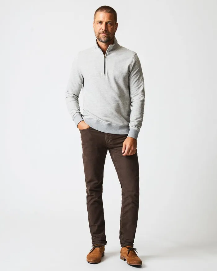 Sweaters and Sweatshirts Men Billy Reid Herringbone Half Zip Light Grey