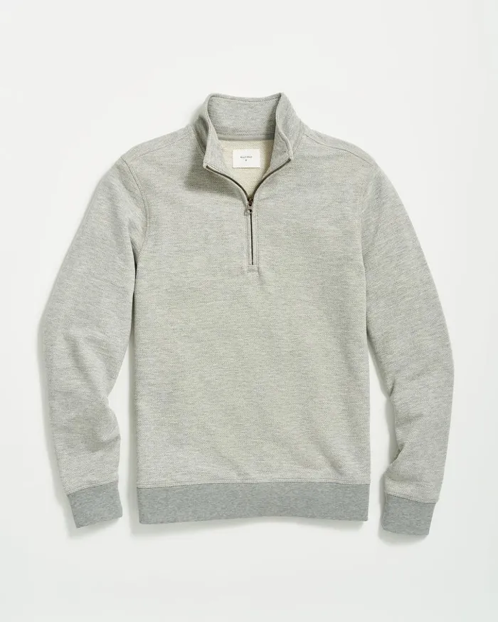 Sweaters and Sweatshirts Men Billy Reid Herringbone Half Zip Light Grey