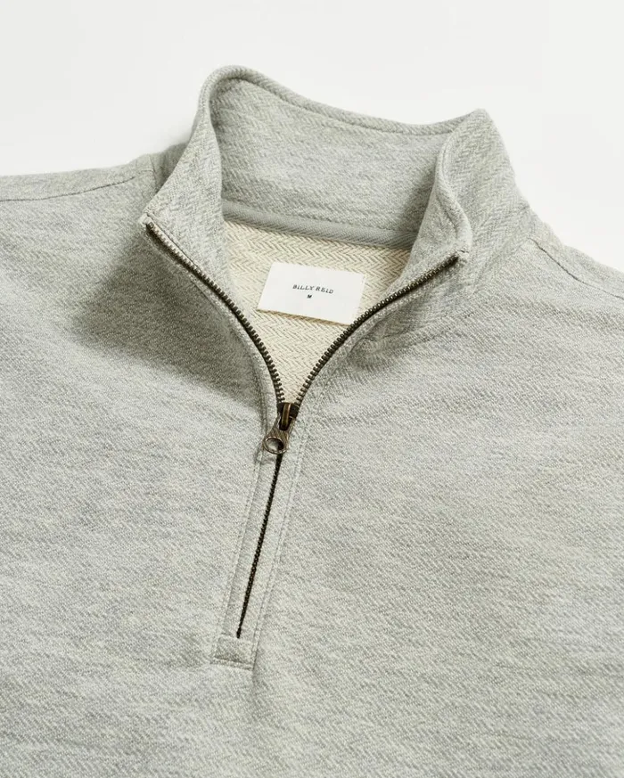 Sweaters and Sweatshirts Men Billy Reid Herringbone Half Zip Light Grey