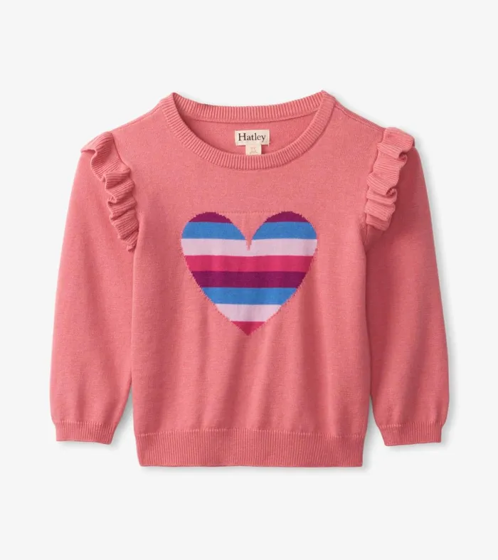 Sweaters Baby and Toddler Hatley Striped Heart Ruffle Sleeve Sweater