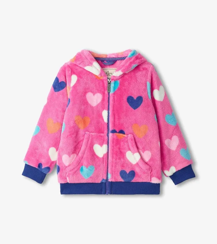 Sweaters Girls Hatley Girls Hearts Fleece ZipUp Hoodie