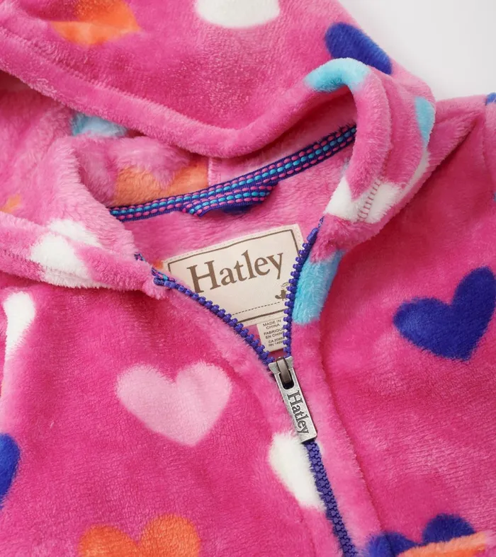 Sweaters Girls Hatley Girls Hearts Fleece ZipUp Hoodie