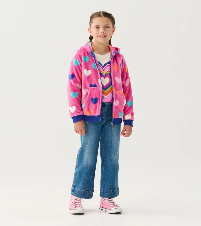 Sweaters Girls Hatley Girls Hearts Fleece ZipUp Hoodie