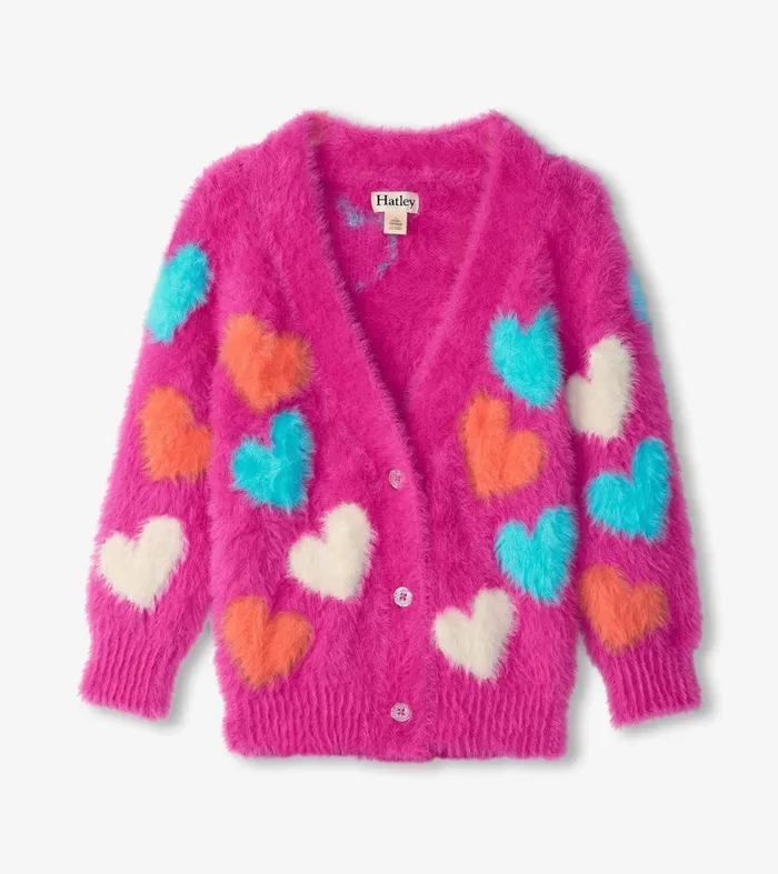 Sweaters Girls Hatley Girls Jumbo Hearts Cardigan