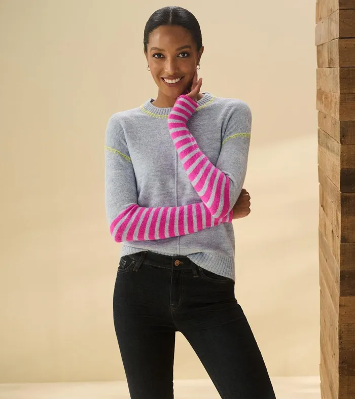 Sweaters Women Hatley Avery Sweater 8211 Hot Pink Stripes