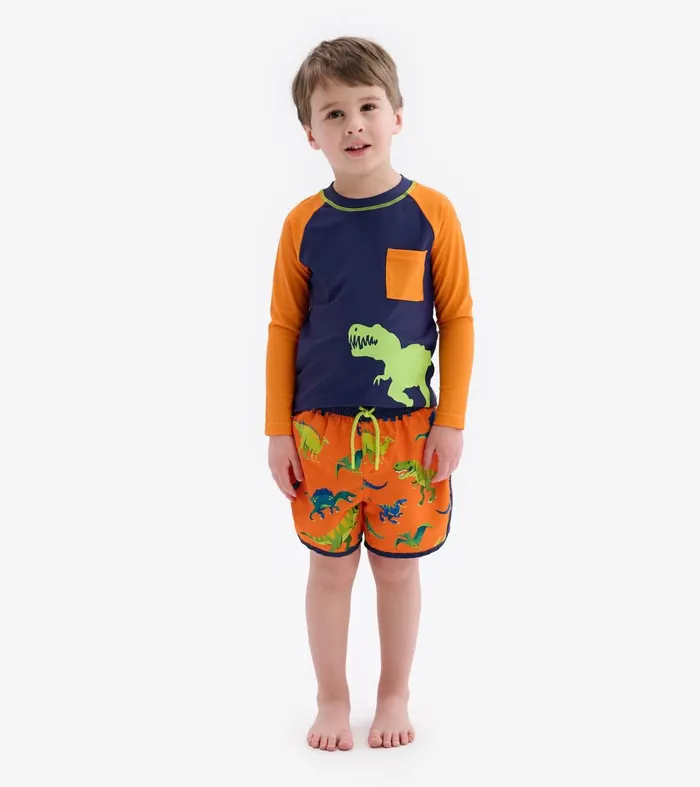 Swimwear Boys Hatley Colourblock Dino Swim Shorts