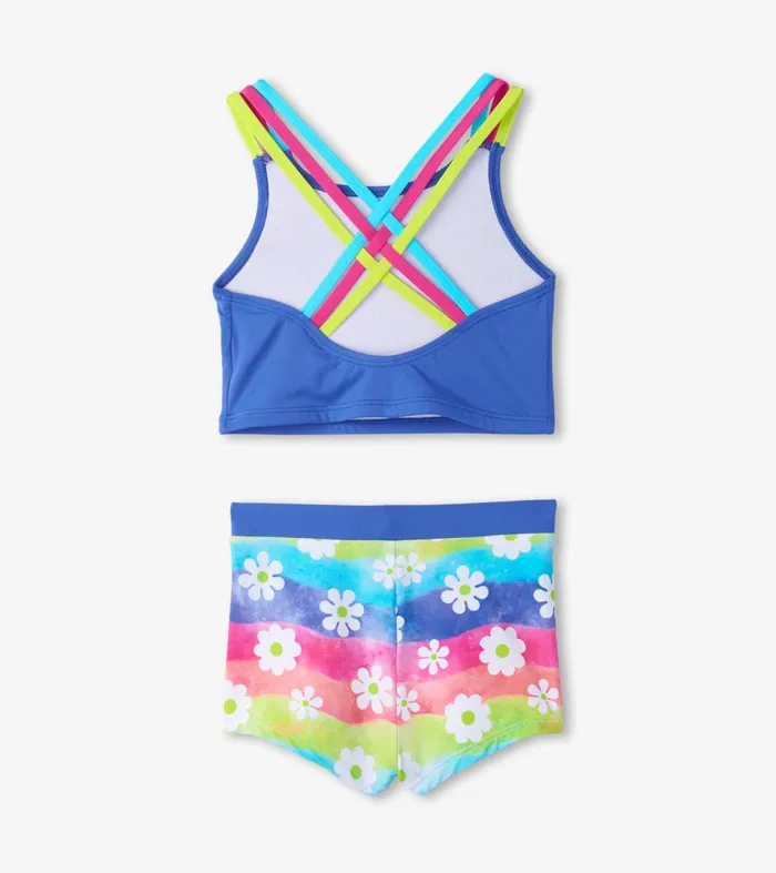 Swimwear Girls Hatley Girls Rainbow Flower TwoPiece Crop Top Bikini Set
