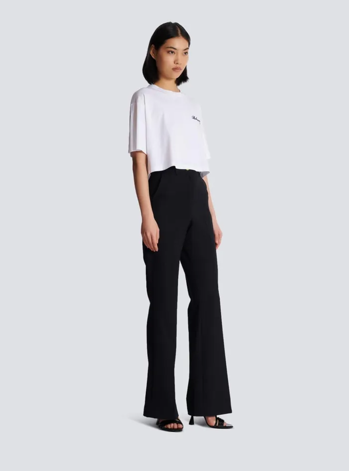 Tshirt With Signature Embroidery White Women Balmain TShirts