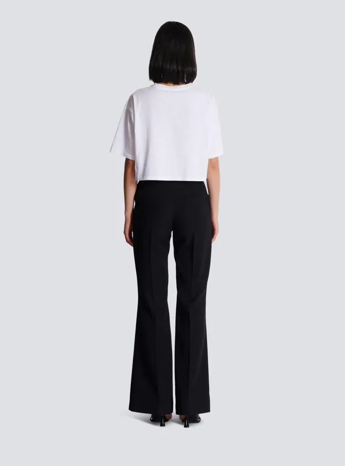 Tshirt With Signature Embroidery White Women Balmain TShirts