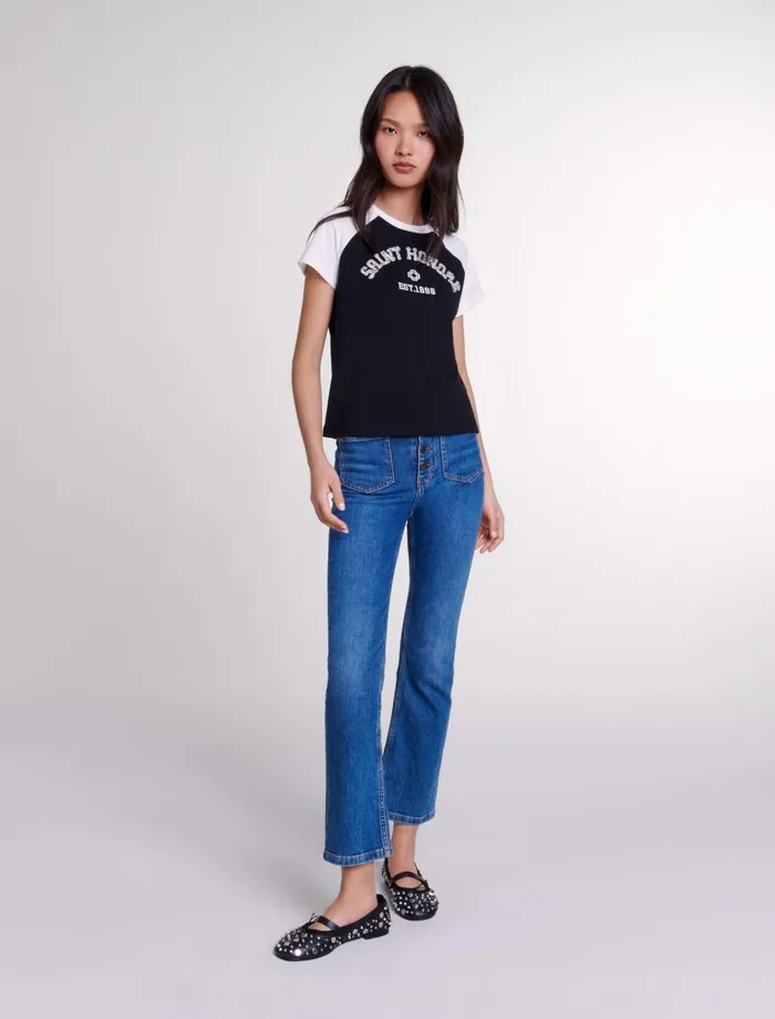 TShirts Women Maje SaintHonor Diamant TShirt Black