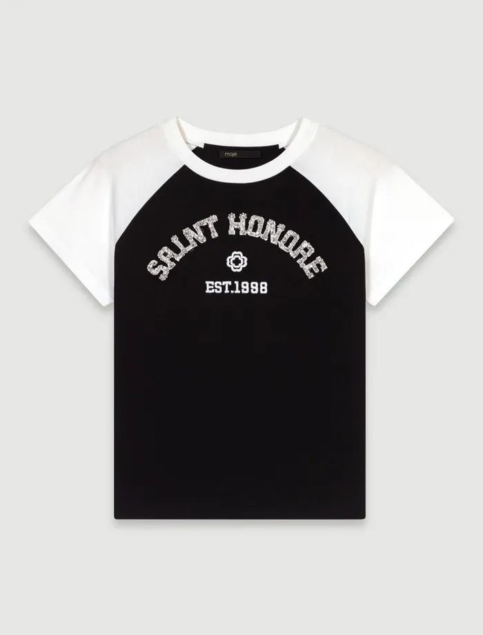 TShirts Women Maje SaintHonor Diamant TShirt Black