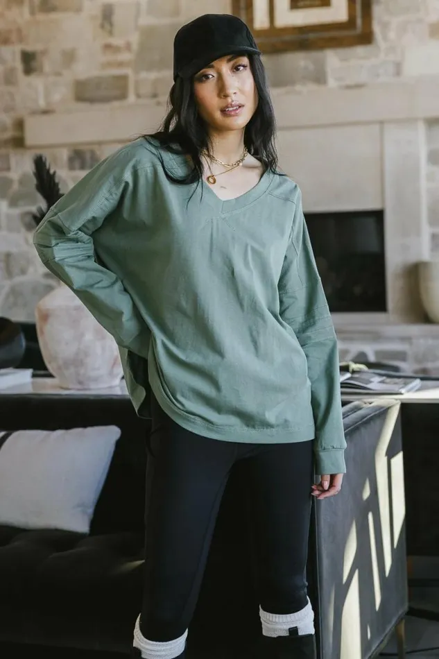 Taylan VNeck Top Green Women Bohme Tees and Tanks