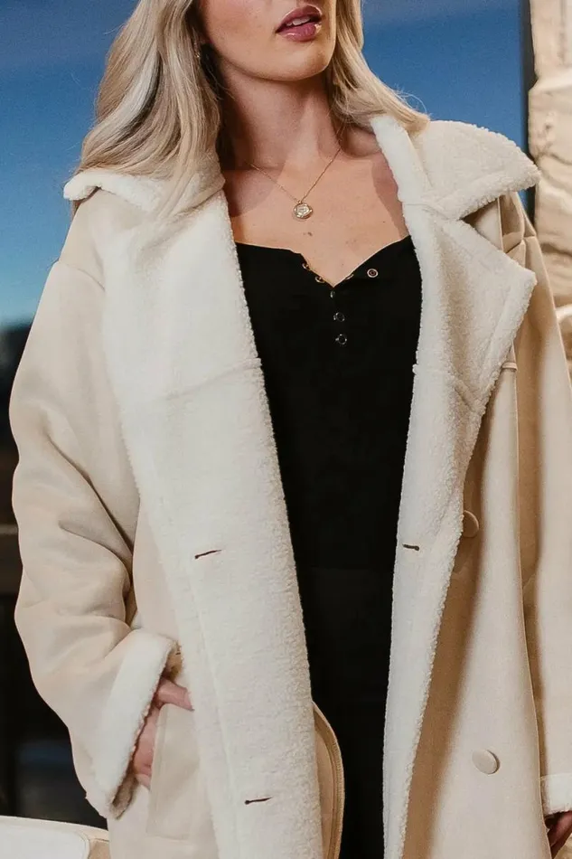 Tessa Sherpa Coat In Cream Cream Women Bohme Outerwear