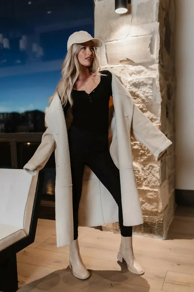 Tessa Sherpa Coat In Cream Cream Women Bohme Outerwear
