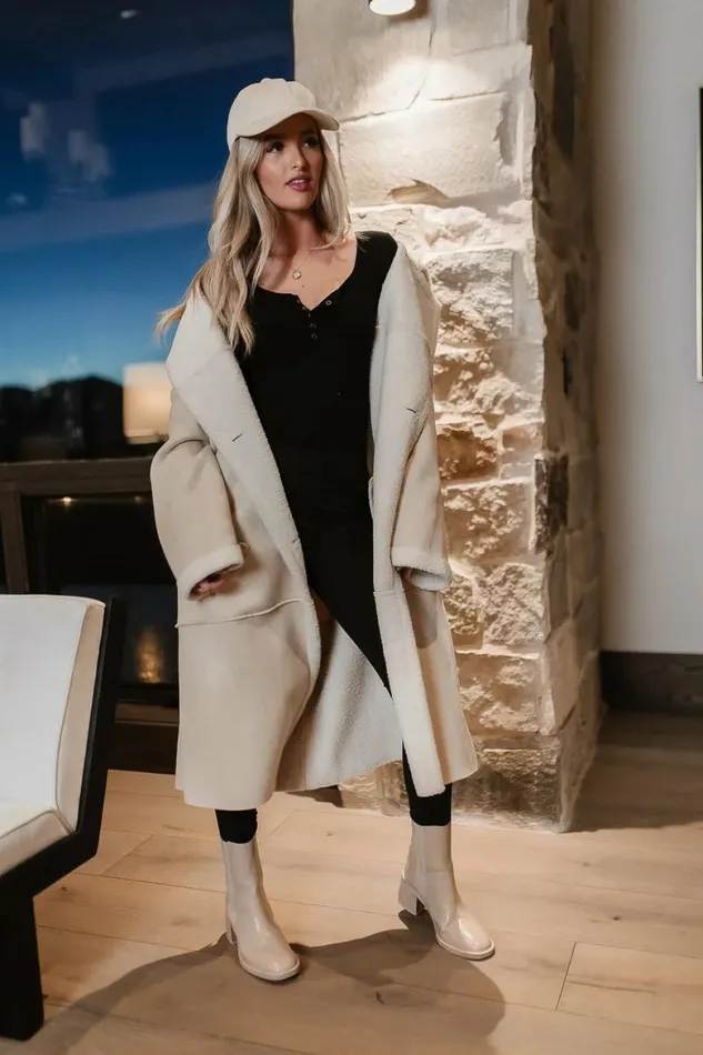 Tessa Sherpa Coat In Cream Cream Women Bohme Outerwear