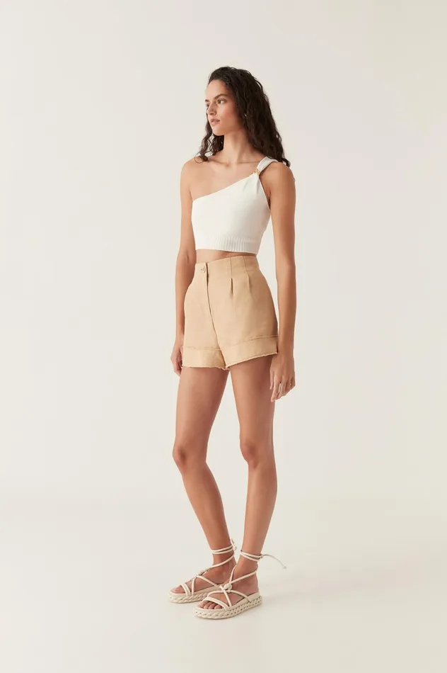 Tiana Tailored Short Sand Brown Women Aje Shorts