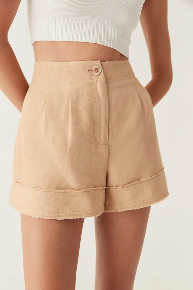 Tiana Tailored Short Sand Brown Women Aje Shorts